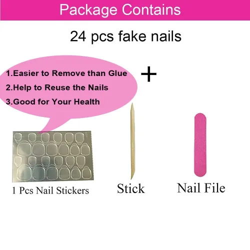 Miniatura 2 de Magrace - Uñas postizas largas cuadradas a presión, uñas falsas blancas con diseños de diamantes de imitación estilo francés, 24 unidades, uñas