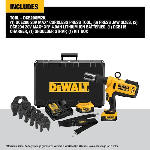 Miniatura 8 de DEWALT 20V MAX Kit de herramienta de presión para tubería de plomería inalámbrica con cabezas de engaste, herramienta de prensa profesional