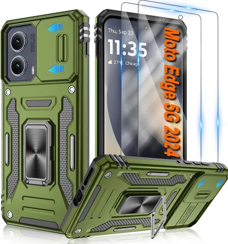 Miniatura 49 de Atump Funda para Motorola Moto G Play 2024 (4G) con [paquete de 2] protector de pantalla HD y cubierta para cámara deslizante, soporte de anillo