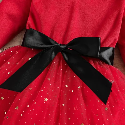 Miniatura 5 de Trajes de Navidad para niñas pequeñas vestidos de Papá Noel manga larga cómodo vestido rojo de princesa