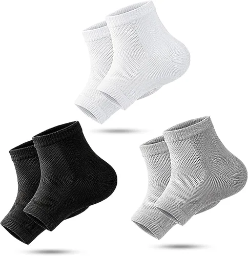 Calcetines hidratantes, calcetines sin dedos para mujer para tratamiento de talón seco y agrietado, calcetines de silicona para mujer (talla única,