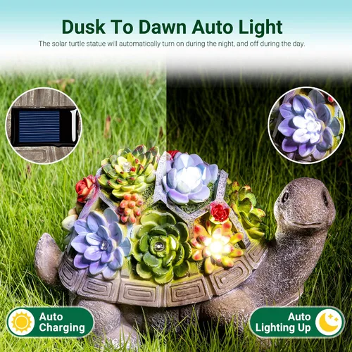 Miniatura 6 de Estatuas de jardín solar GIGALUMI Figura de tortuga Luces para exteriores, decoraciones de jardín al aire libre Decoración de jardín Regalos únicos