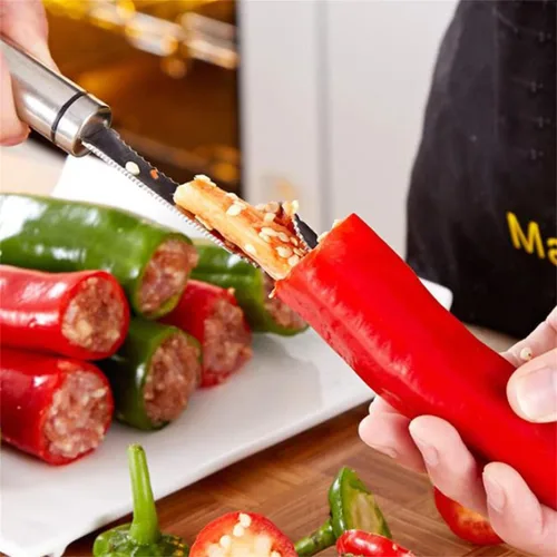 Miniatura 3 de Removedor de semillas de pimienta 2023 con paño de limpieza, herramienta de descorazonador de pimienta jalapeño, desembrador de chile, removedor