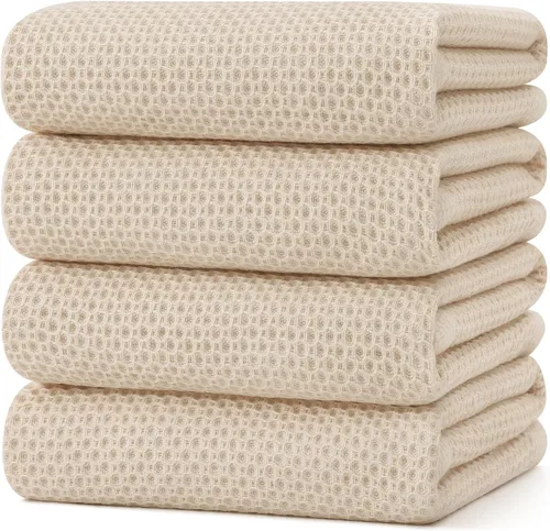 Miniatura 143 de Kitinjoy - Paños de cocina de 100 % algodón, tela de tejido gofrado, paño de limpieza ultrasuave, absorbente y de secado rápido. Gris Oscuro
