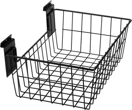 Miniatura 7 de Cestas de Slatwall de 15 pulgadas de ancho resistentes con listones de alambre de acero para colgar en la pared, accesorio versátil para venta al