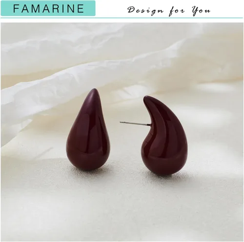 Miniatura 5 de FAMARINE Aretes de oro con forma de gota de agua para mujer, aretes grandes de oro con forma de lágrima