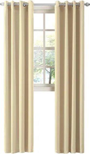 Miniatura 54 de LA PALMA Cortinas opacas con aislamiento térmico y ojales, para sala de estar, dormitorio, paquete de 2 paneles