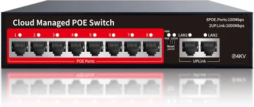 Miniatura 10 de Conmutador PoE Gigabit de 8 puertos con 2 enlaces ascendentes Gigabit, compatible con 802.3af/at, 120W de potencia incorporada, conmutador PoE+