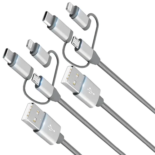 Miniatura 9 de Adaptador de cable de carga 3 en 1, Lightning certificado MFi de Apple, tipo C, cable micro USB, compatible con iPhone 16/15/14, iPad, Huawei, HTC