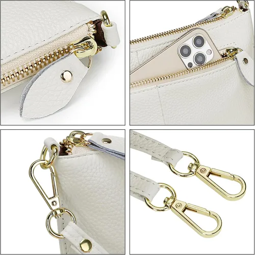 Miniatura 6 de YALUXE Clutch Wristlet - Cartera de piel auténtica con bloqueo RFID y cadena de hombro