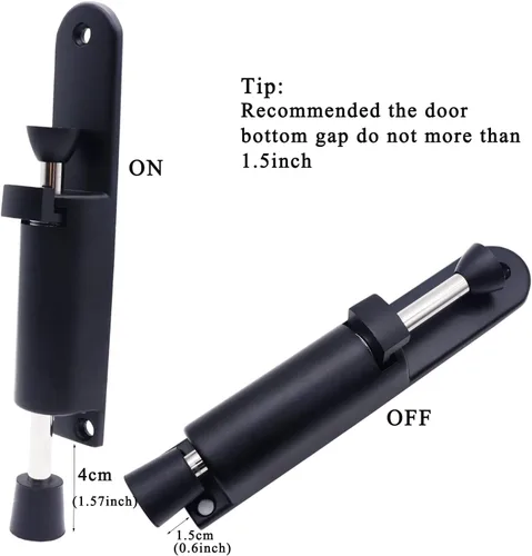 Miniatura 3 de Tope de puerta Kickdown, paquete de 2 topes de puerta fáciles de escalonar, con resorte, telescópico, para poner y quitar, de goma, ajustable, Negro