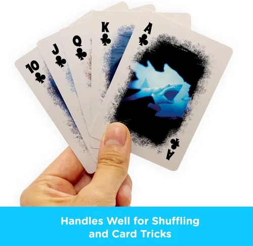 Miniatura 4 de Aquarius Jaws - Juego de cartas de tamaño estándar, baraja temática con 52 diseños únicos de tiburón, regalo de mercancía coleccionable