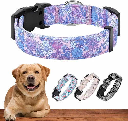 Miniatura 20 de Collar amarillo para perros pequeños, medianos y grandes - Algodón resistente, duradero, ajustable, collar fuerte y resistente - Ideal