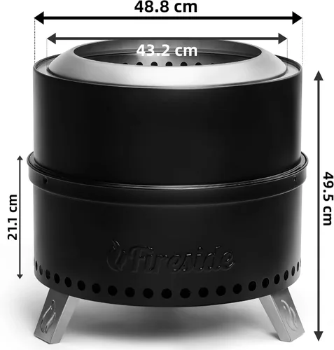Miniatura 3 de TURBRO Chimenea sin humo de 19 pulgadas para quemar leña al aire libre, estufa de camping portátil de acero inoxidable con soporte, bandeja