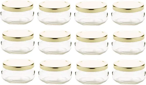 Miniatura 5 de Nakpunar 12 tarros de sopera de vidrio de 3.3 oz con tapas negras, 3.4 fl oz