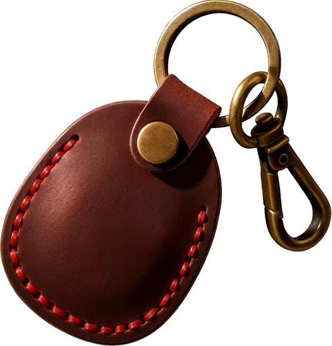 Miniatura 9 de Llavero de Airtag de cuero genuino, llavero portátil de Air tag con anillos para llaves, funda de cobertura oculta completa compatible con Airtag