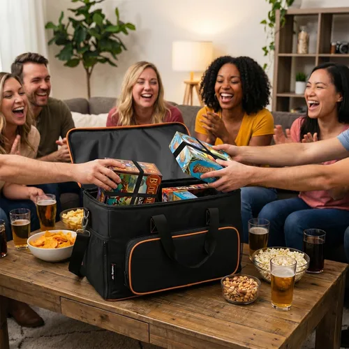 Miniatura 7 de Board Game Bag with Multi-Pockets – Convertible Tote & Shoulder Carry, Includes 5 Elastic Box Bands, 20.5 x 12.6 x 12.6 Inches, for Game Night