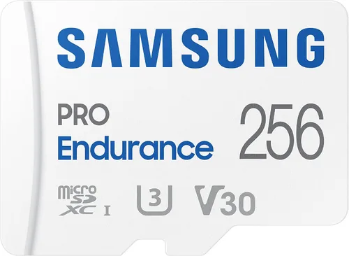 Samsung PRO Endurance - Tarjeta de memoria MicroSDXC de 256 GB con adaptador para cámara de salpicadero, cámara corporal y cámara de seguridad,