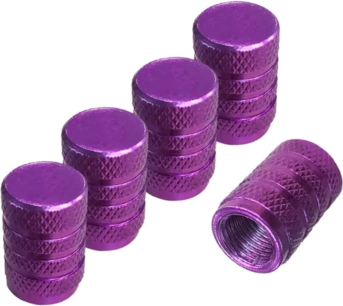 Ziciner 5 PCS Tapas de Válvula de Neumático de Automóvil, Juego de Tapas de Aire de Aluminio, A Prueba de Polvo y Resistentes a la Corrosión, Púrpura