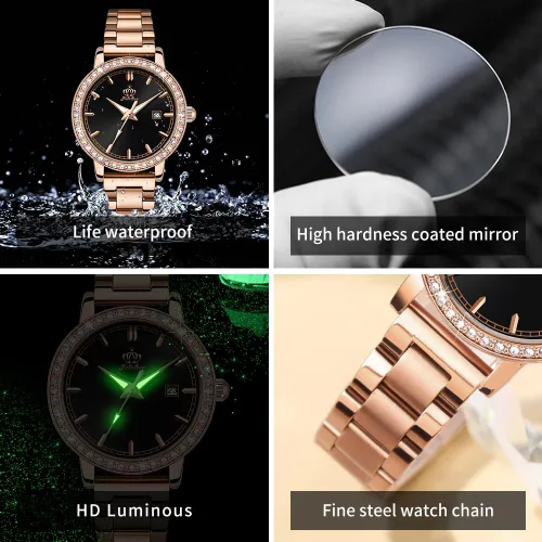 Miniatura 4 de Fate Love Relojes para mujer, juego de collar de movimiento de cuarzo japonés, conjunto de joyas de corazón, impermeable, 100 pies, analógico, reloj