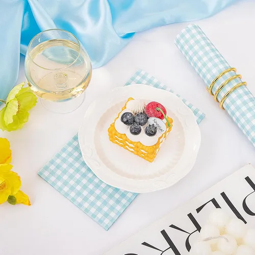 Miniatura 5 de WDF Paquete de 150 servilletas de papel azul bebé, 3 capas, desechables, color azul y blanco, servilletas de cena de invitados de papel para baño