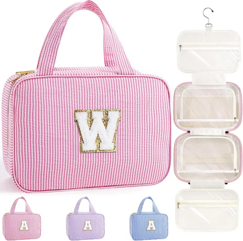 Miniatura 58 de TOPEAST Neceser colgante de viaje, bolsa de aseo personalizada con inicial, regalos de cumpleaños para mamá, hija, hermana, amigas, artículos Púrpura