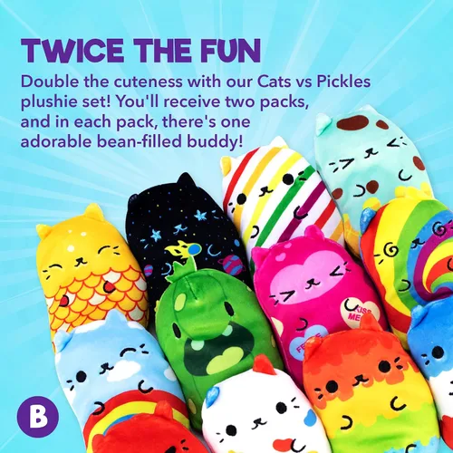 Miniatura 4 de Cats vs Pickles Paquete de 2 bolsas misteriosas de peluche rellenos de frijoles ABC de ola azul, rellenos de calcetines, bolsas ciegas para niñas