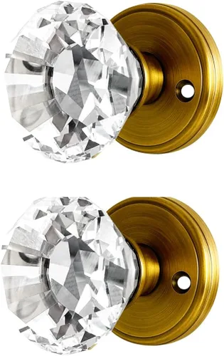 Miniatura 31 de Balin Designs - Perilla de puerta de cristal negro con cerradura, juego de perillas de puerta de vidrio para privacidad interior, manija decorativa