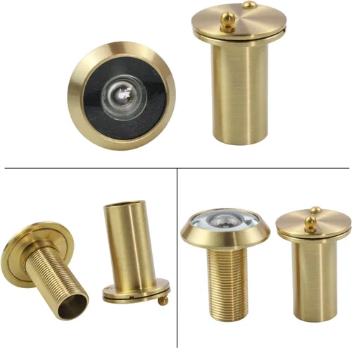 Miniatura 5 de Earl Diamond - Orificios para puerta, mirilla de latón macizo de 200 grados con cubierta giratoria de privacidad resistente para puertas de 1-3/8 a