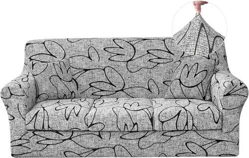 Miniatura 31 de JQinHome Funda elástica para sofá de 2 piezas Fundas para sofá, funda para sillón con funda de cojín separada para silla, protector de muebles