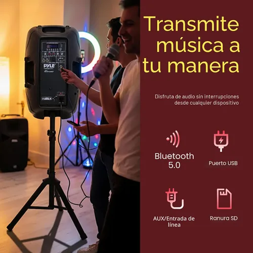Miniatura 4 de Kit de sistema PA portátil e inalámbrico Pyle - 1800W de pico, compatible con Bluetooth, par activo + pasivo para sonido en interiores / exteriores