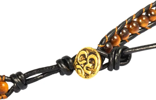 Miniatura 3 de TUMBEELLUWA - Pulsera de piel tejida bohemia con piedras de cristal curativo