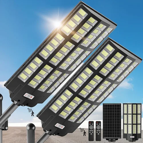 Miniatura 11 de 8000 W de luces solares para exteriores, luz solar de calle de 7000 K, luces solares comerciales para estacionamiento IP66 impermeables