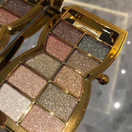 Miniatura 13 de Paleta de sombras de ojos doradas brillantes – 10 colores brillantes sombra de ojos purpurina altamente pigmentada, de larga duración, impermeable