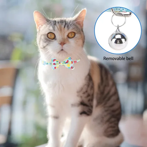 Miniatura 5 de Collares Separables para Gatos con Campana y Lindas Colgantes - Paquete de 3 Collares Ajustables de Seguridad para Gatitos - Decoración para Gatos