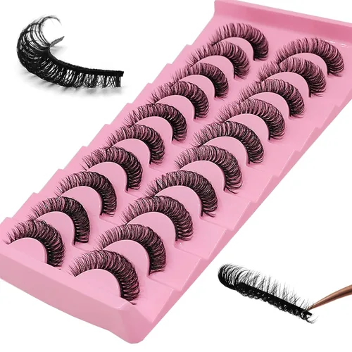 Miniatura 74 de 10 pares de pestañas rusas 3D voluminosas, con curvatura DD, pestañas postizas de visón sintético, pestañas de 19/32 de pulgada que parecen S09