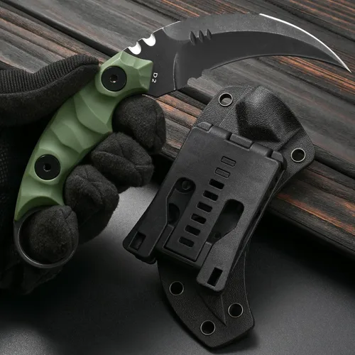 Miniatura 6 de Gtkii GTK691 Cuchillo de hoja fija de acero D2 con mango de fibra de vidrio de nylon y funda de Kydex para camping al aire libre, caza, senderismo