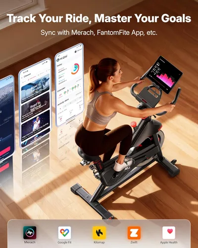Miniatura 5 de Merach Bicicleta estática para gimnasio en casa, bicicleta estacionaria de bajo ruido con almohadilla de freno, bicicleta de entrenamiento