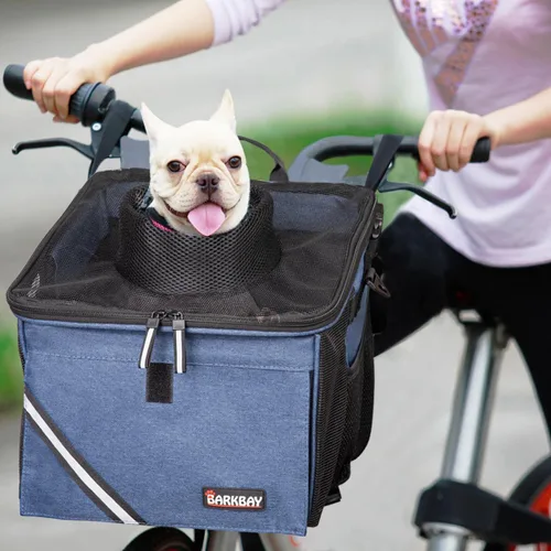 Canasta/Bolsa de Transporte para Mascotas para Bicicleta, Mochila Transportadora/Elevadora para Perros y Gatos con Bolsillos Laterales Grandes,