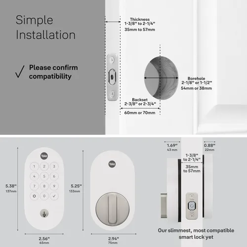 Miniatura 7 de Yale Cerradura Inteligente de Pestillo con Llave Ash con Google Matter, YRD510-MT1-ASH