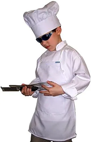 Miniatura 4 de Chefskin M White Kid Kids Chef Set (Apron+sombrero) Lite Tela Se adapta a 8-12