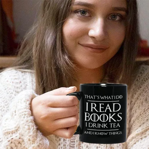 Miniatura 7 de Bubble Hugs Book Lover - Taza de café de 11 onzas, color negro, para leer libros, beber, té, lectura de té, sé cosas, adicto al libro, escritor
