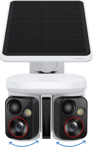 Baseus X1 Pro Cámara de seguridad solar de doble seguimiento inalámbrica para exteriores, cámaras AI duales 3K, panorámica de 300°, visión nocturna