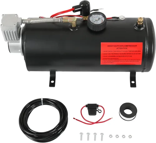 Miniatura 9 de Kit de bocinas de tren de 150DB con 4 trompetas, súper fuerte con compresor de aire de 150 PSI 12V, tanque compresor de bocina de aire