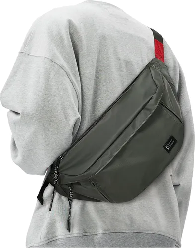 Miniatura 9 de Riñonera cruzada grande de moda para hombres y mujeres, resistente al agua, riñonera, bolsa para cinturón con 5 bolsillos con cremallera, transporte