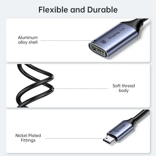 Miniatura 6 de Adaptador USB C a DisplayPort 1.4 8K @60Hz, Thunderbolt 4/3 a DisplayPort Convertidor Compatible con iPhone 16/15, Galaxy S25, MacBook Pro/Air, iPad