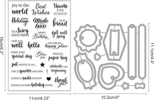 Miniatura 2 de ORIGACH Sentiments - Juego de sellos y troqueles transparentes para álbumes de recortes, álbumes de recortes, fabricación de tarjetas decorativas