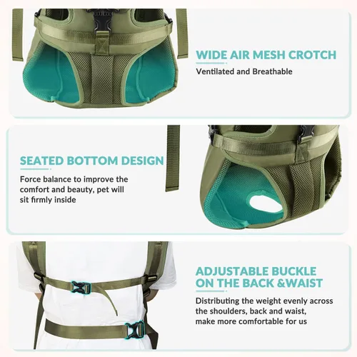 Miniatura 5 de Lukovee Mochila Transportadora para Perros, Patas Afuera Transportador Frontal de Fácil Ajuste para Perros Pequeños y Medianos, Transportador