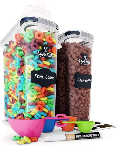 Chef's Path Contenedores herméticos para almacenamiento de alimentos, juego de 2 (6 litros) para cocina y despensa, sin BPA para arroz, cereales,