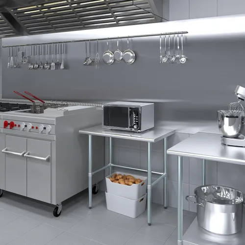 Miniatura 5 de Mesa de trabajo de acero inoxidable de base abierta de 24 pulgadas x 36 pulgadas Residencial y comercial Preparación de alimentos Estación